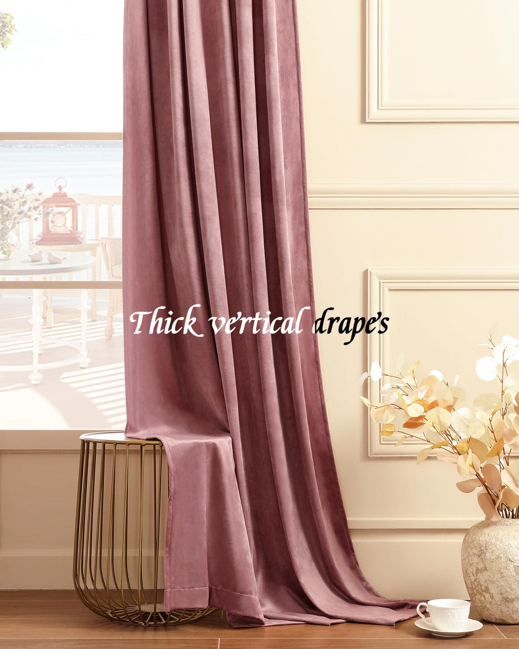 Nemia Blush Pink Velvet Curtains For Bedroom Window, Rod Pocket Thermal Insulated Luxury Vintage Heavy Blackout Curtain Velvet D
