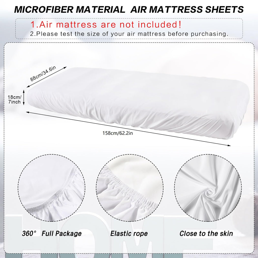 Breling Kids Air Mattress Fitted Sheets Compatible With Intex Cozy Kidz (Sheet Only) Toddler Inflatable Mattress Sheets For Kids Sleepover Party Travel Camping Air Mattress Airbed(White,8 Pcs)