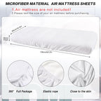Breling Kids Air Mattress Fitted Sheets Compatible With Intex Cozy Kidz (Sheet Only) Toddler Inflatable Mattress Sheets For Kids Sleepover Party Travel Camping Air Mattress Airbed(White,8 Pcs)