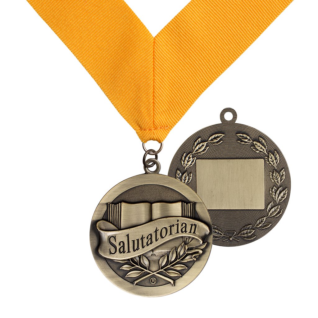 Salutatorian Award Medal On Gold Grossgrain Ribbon