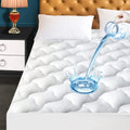 Cal King Size Quilted Fitted Mattress Pad, Waterproof Breathable Cooling Mattress Protector, Stretches Up To 21 Inches Deep Pock