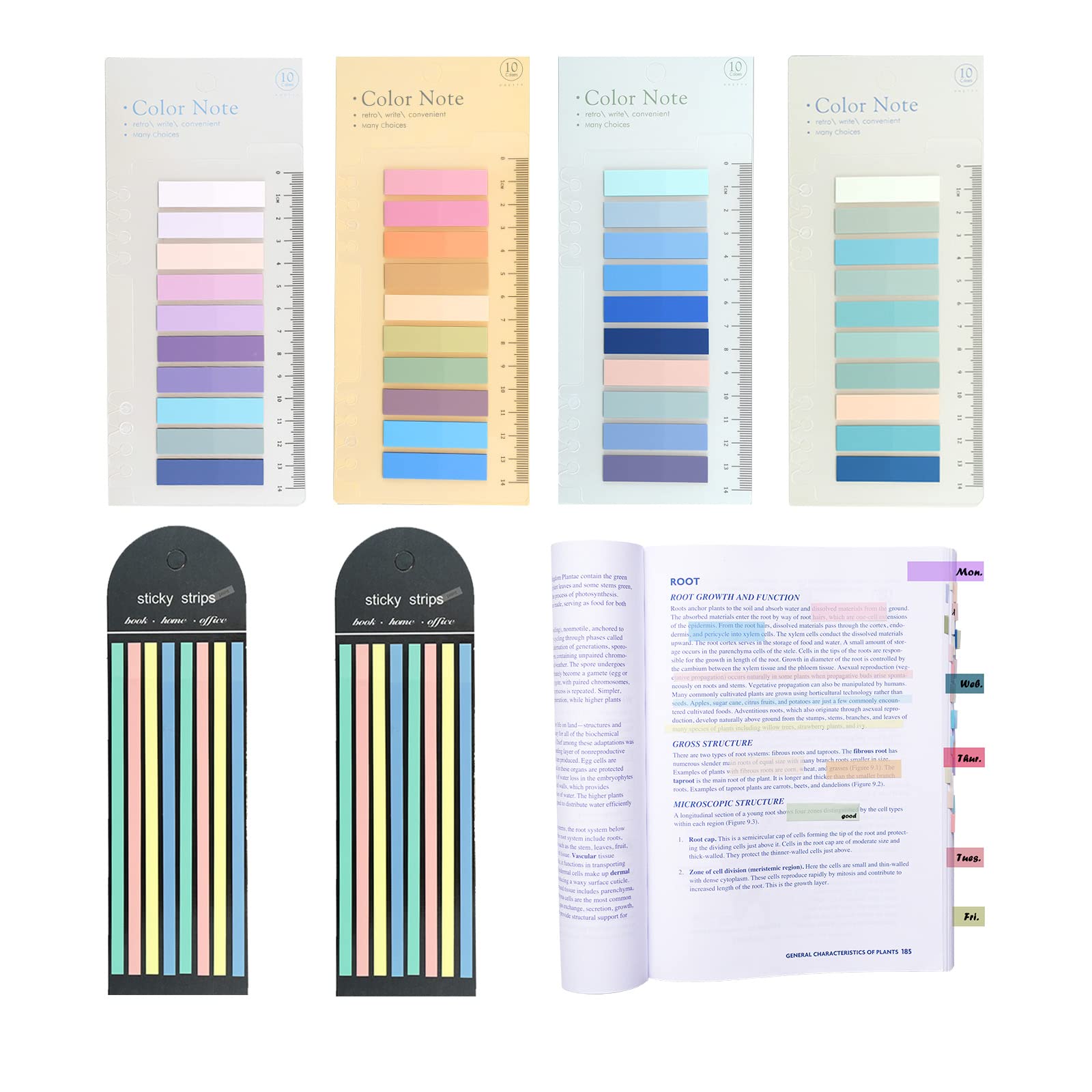 Wschu 1120Pcs Sticky Tabs - Writable Translucent Sticky Note Tabs, Repositionable Book Flags, Annotation Supplies