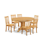 East West Furniture AVAT7-OAK-W 7 Piece Dining Table Set Consist of an Oval Dining Room Table with Butterfly Leaf and 6 Wooden Seat Chairs, 42x60 Inch, Oak