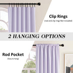 Donren Patio Door Curtains 96 Inch Length, Light Purple Rod Pocket Top Thermal Insulated Blackout Panels Curtain Drapes For Sliding Glass Door (Lavender, 60' Wide, 2 Panels)