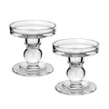 Yeeco Glass Candle Holder, 3.5 Tall Pillar Candle Holder, Crystal Candle Holders Set of 2, Candle Stand for Wedding, Dining, Bir