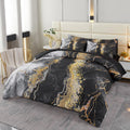 Perfemet 6 Pcs Bed In A Bag Black Watercolor Marble Printed Comforter Set For Queen Bed Burning Mountain Pattern Bedding Set Wit