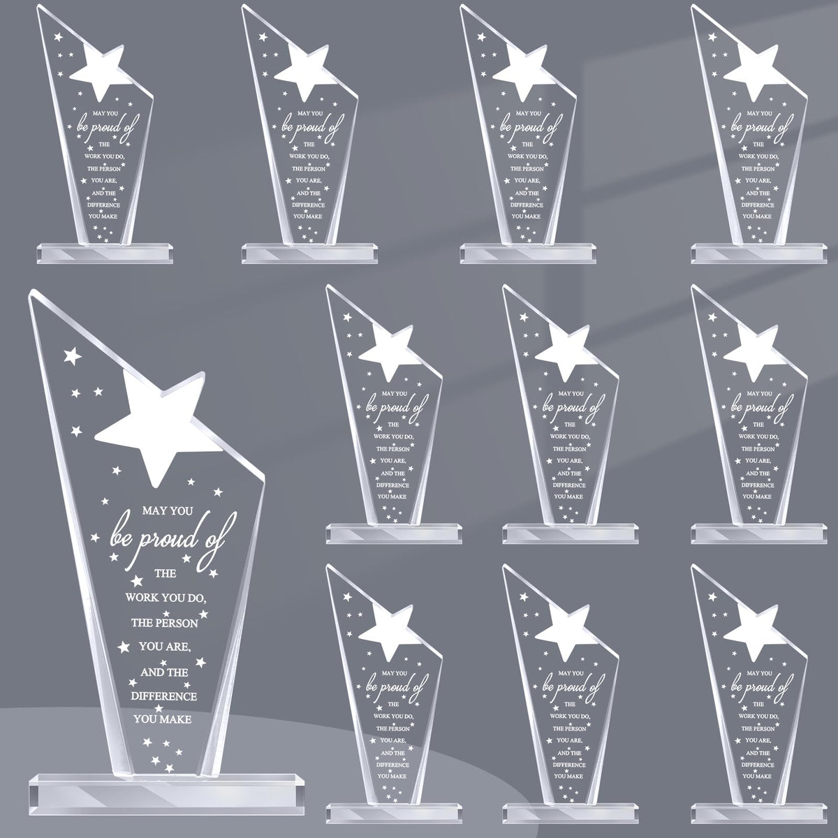 Bucherry 10 Pcs Employee Appreciation Awards for Coworker Acrylic Thank You Trophy May You Be Proud of The Work You Do Sign Priz