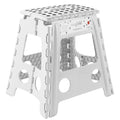 Casafield 16 Folding Step Stool with Handle, White - Portable Collapsible Small Plastic Foot Stool for Adults - Use in The Kitch