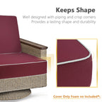 Porch Shield Patio Chair Seat Cushion Covers Set 4 Waterproof Fade Resistant Outdoor Cushion Slipcovers 24 X 24 X 4 Inch, Burgun