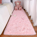 Keeko Fluffy Rugs for Bedroom Living Room, 2x6 Pink Bedside Runner Rug Indoor Non Slip Plush Fuzzy Rug Ultra Soft Cute Washable 