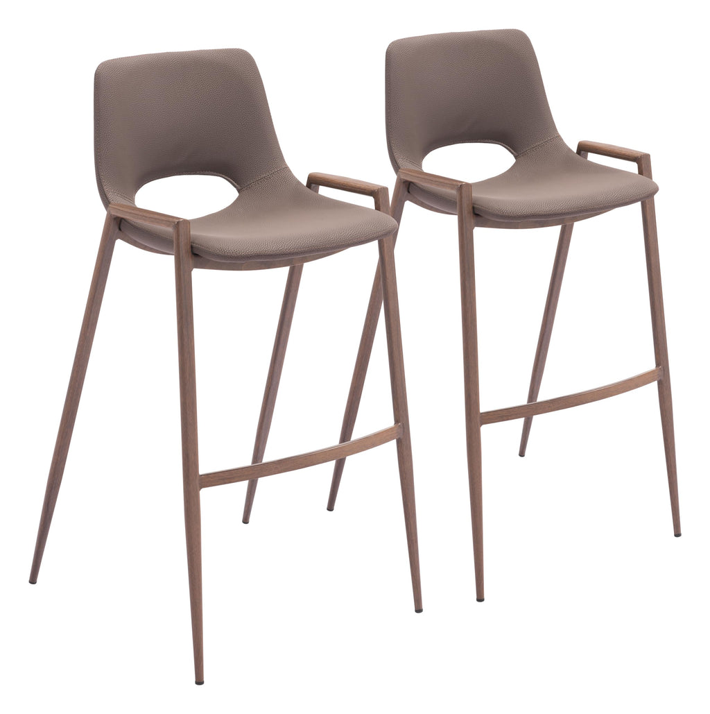 Zuo Desi Walnut 29.3" Engineered Wood & Fabric Barstool in Brown/Walnut