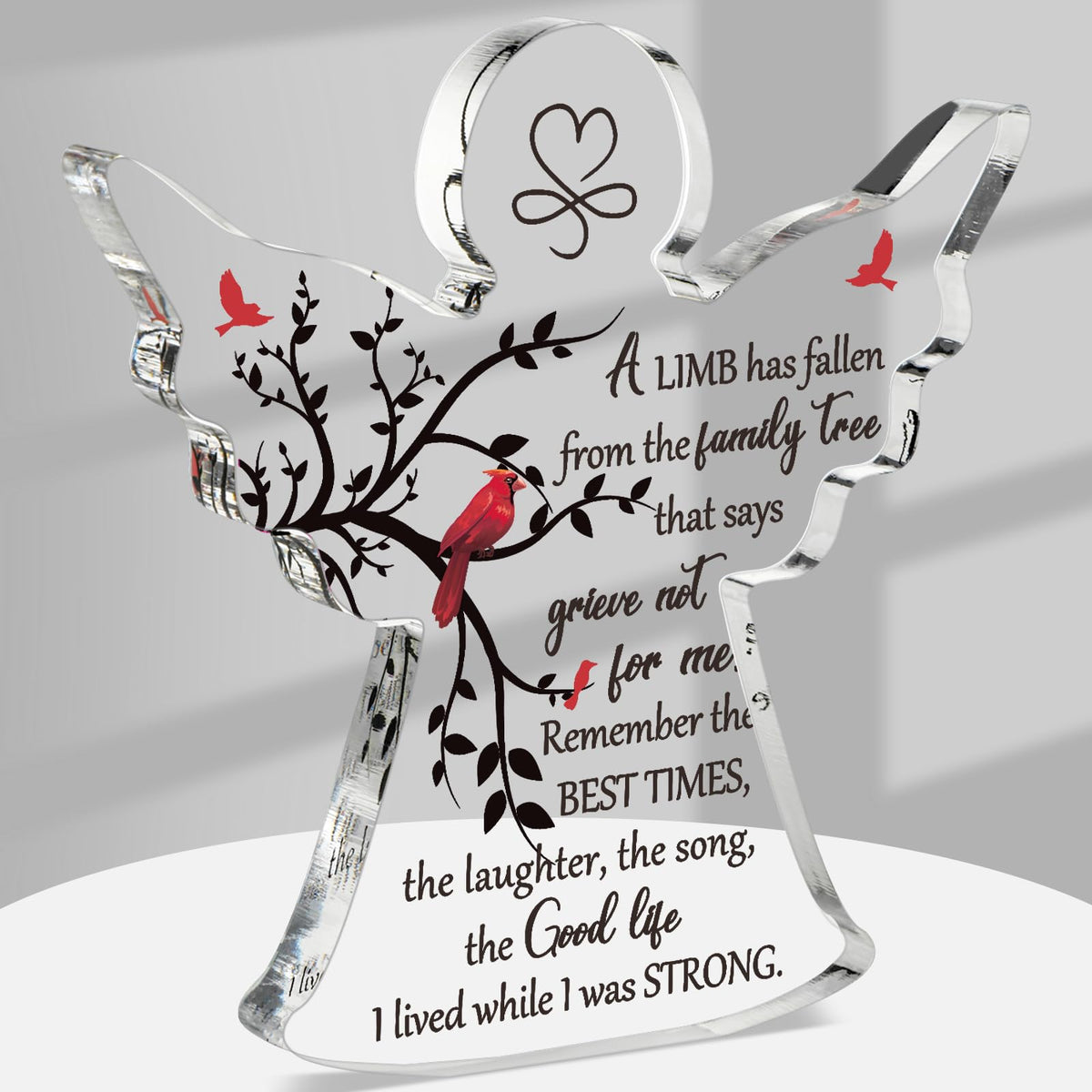 Jetec Sympathy Bereavement Gift Angel Red Cardinal Acrylic Memorial Gift for Loss of Loved One Remember Me Grieving Keepsake for