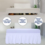 Purefit Wrap Around Ruffled Bed Skirt With Adjustable Elastic Belt - 18 Inch Drop Easy To Put On, Wrinkle Free Bedskirt Dust Ruffles, Frame Cover For Queen, King And C-King Size Beds, White