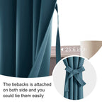 Jiuzhen Blackout Curtains For Bedroom - Thermal Insulated Room Darkening Rod Pocket Curtains For Living Room, Set Of 2 Panels With Tiebacks, 60 X 96 Inch Length, Stone Blue