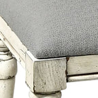 Steve Silver Furniture Highland Park Vanity Bench, w/ Upholstered Cushion for Bedroom, Hardwood Solids, Tapered Turned Leg, Farmhouse Style, Padded Dove Fabric, 20"W x 16"D x 18.25"H, Cathedral White