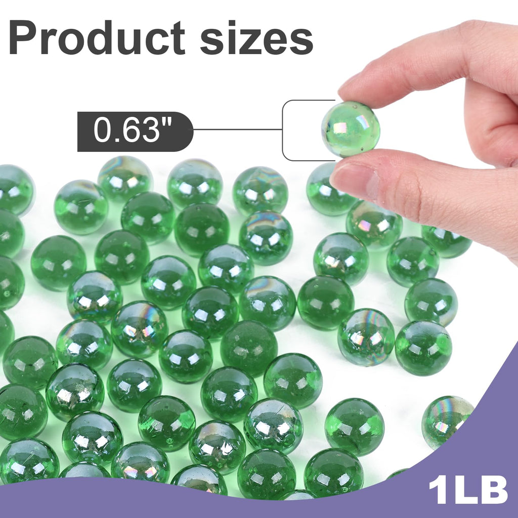 Domestar 1Lb Glass Marbles Bulk, Round Glass Marbles 0.63 Inch Vase Fillers Red Glass Beads For Marble Runs Home Decor