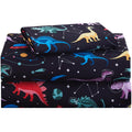 Lasoftan Kids Sheet Set Twin Size, Twin Sheet Set With Space Dinosaur Pattern,Breathable Silky Soft Microfiber Kids Fitted Sheet
