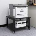 Natwind 2 Tiers Office Movable Laser Printer Copier Stand Cart Under Desk Heavy Duty Dark Brown Rolling Table With Storage Floor