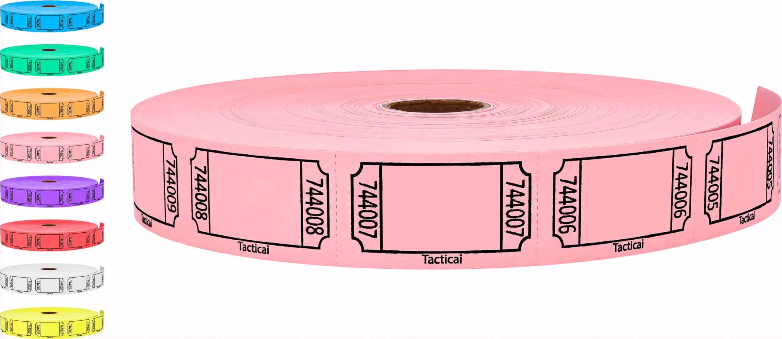 Tacticai 2000 Raffle Tickets, Blank, Pink (8 Color Selection), Single Roll, Ticket For Events, Entry, Class Reward, Fundraiser &