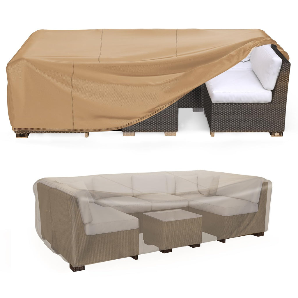Mrrihand Heavy Duty Patio Furniture Covers, Outdoor Furniture Covers Waterproof Sectional Sofa Set , Patio Table And Chair Set Cover 138'L×86'W×28'H,Brown