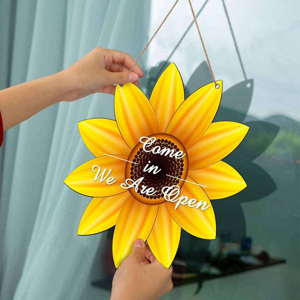 Unfinished Sunflower Wood Cutout Sunflower Sign Cutouts Sunflower Wood Door Hanger With 2.2 Yards Natural Rope For Diy Painting