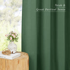 Nicetown Olive Green Curtains 84 Inch Length 2 Panels, Grommet Linen Blend Privacy Added Thick Flax Boho-Chic Light Filtering Semi Sheer Window Drapes For Home Office/Living Room, W55 X L84