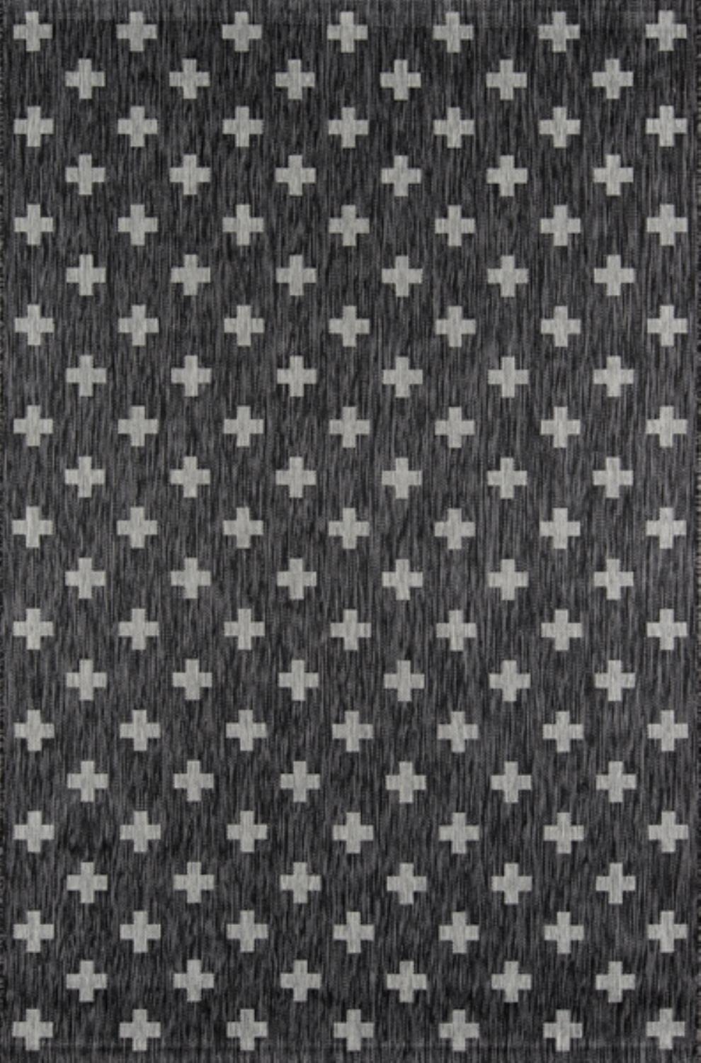 Machine Made Geometric Area Rug in Black (7 ft. 6 in. L x 5 ft. 3 in. W)