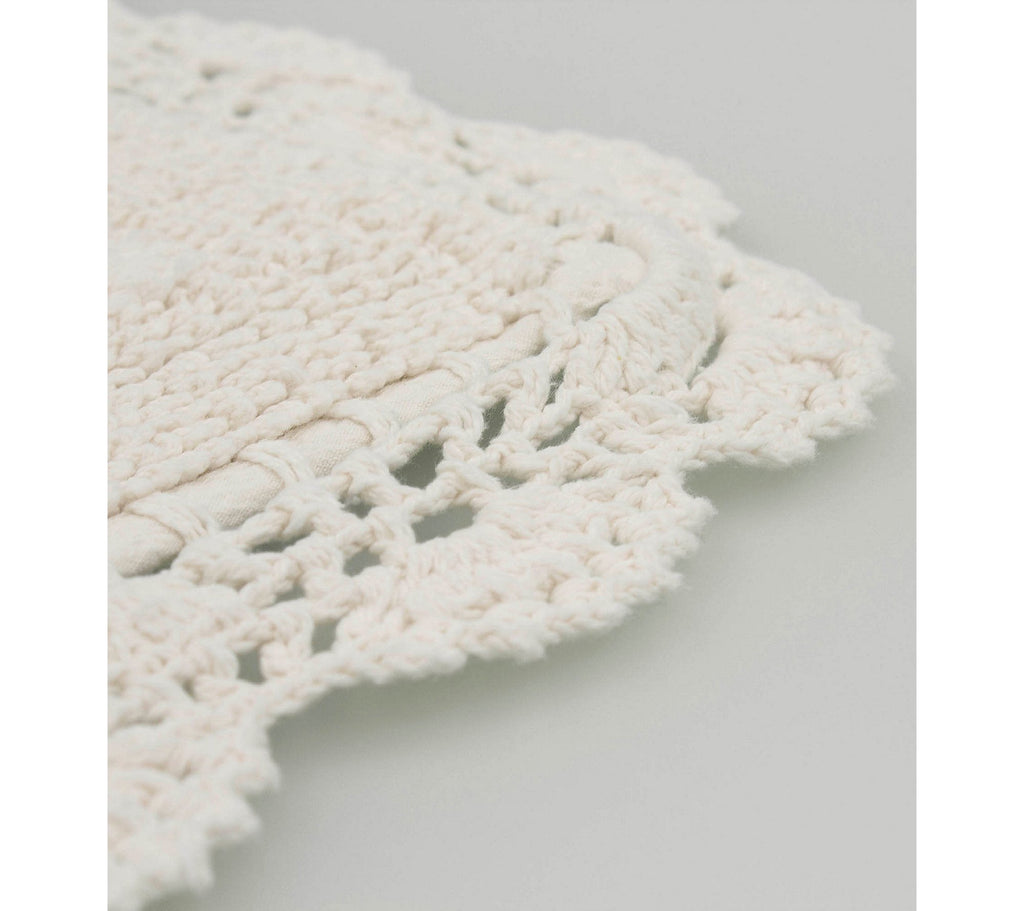 Laura Ashley Crochet Cotton 24X40 Bath Rug, Creamy White