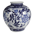 A&B Home Blue and White Porcelain Vase, 8.5 x 8.5 x 9