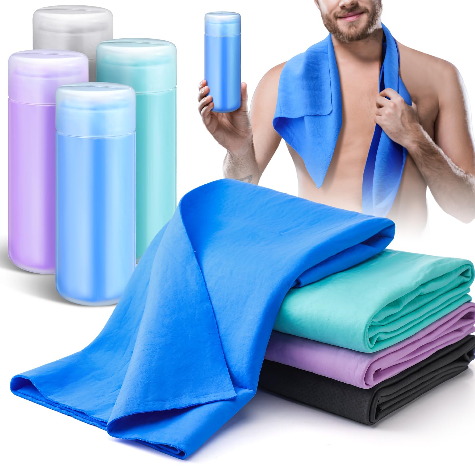 Tisancy 4 Pcs Swim Chamois Towel Swim Towel Shammy Towel Swimming Towel Sports Towel Swimmers Towel for Diving Swimming Triathlo