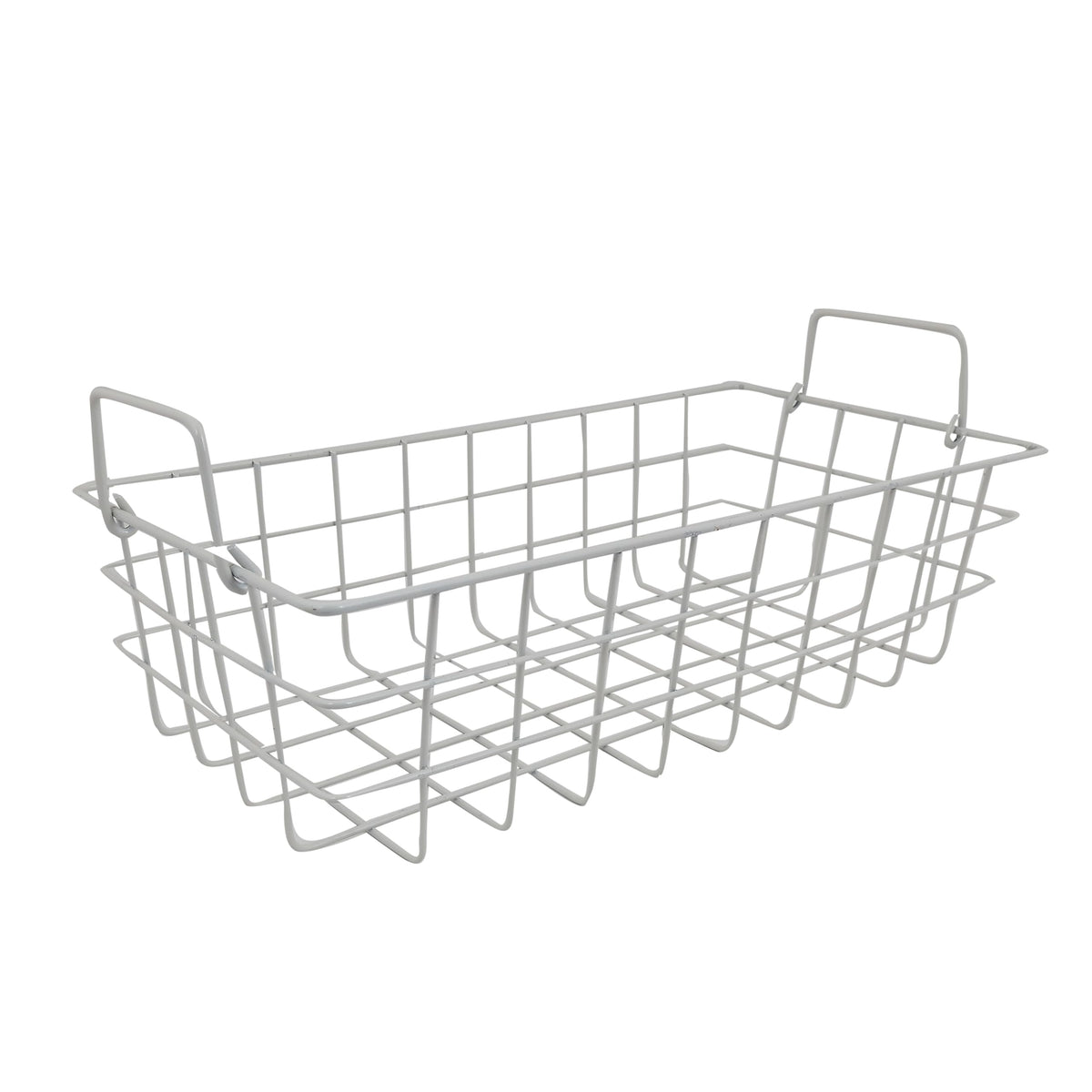 Wire Storage Basket Caddy, Metal Organiser With Handles, White