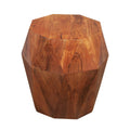 The Urban Port 22-Inch Faceted Handcrafted Acacia Wood Side End Table with Octagonal Top