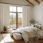 Miulee Tan Beige Pinch Pleated 100% Blackout Linen Curtains For Bedroom, Room Darkening Light Blocking Window Curtains 63 Inches