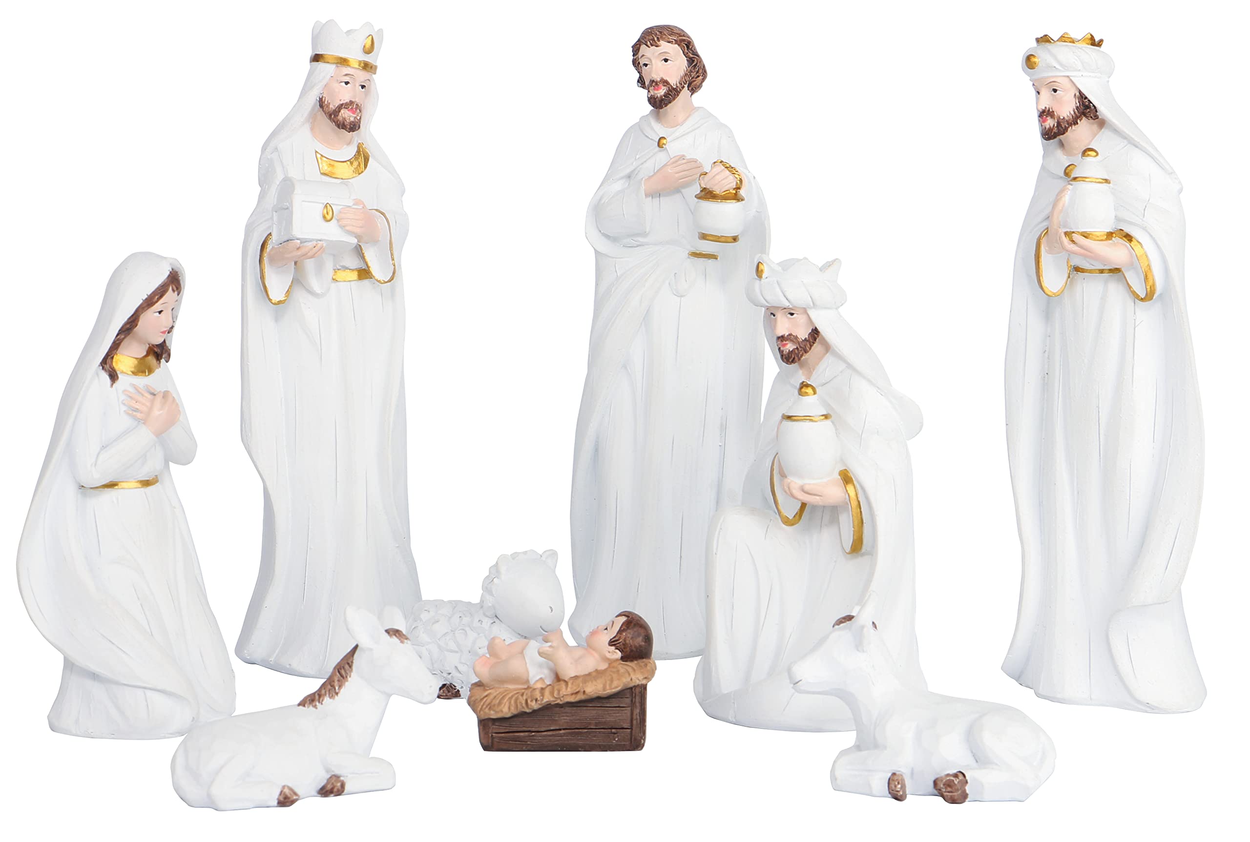KEEPKAP Nativity Sets for Christmas Indoor, Hand-Painted Nativity Scene Indoor 7.5' Holiday Decoration, 9-Piece Set