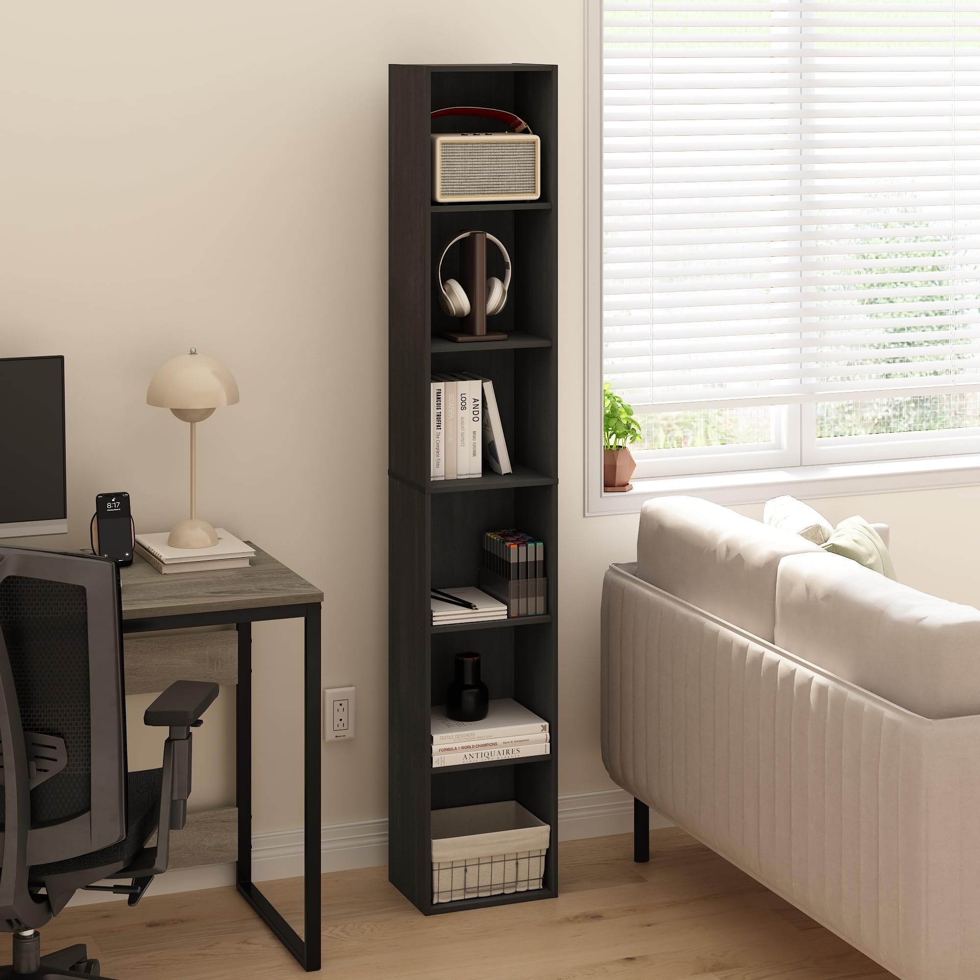 Furinno Luder 6-Tier Open Shelf Bookcase, Blackwood