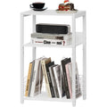 LELELINKY White Side Table,Small Printer Stand with Storage Shelf,3 Tier Industrial Bedside Tables,Vinyl Record Player Stand,Mod