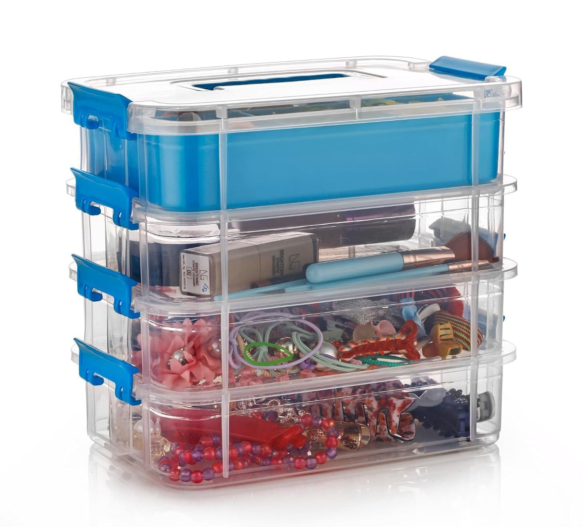CLARIZ Multipurpose Organizer for Home |Plastic Storage Container with Handle |Multi Compartment Box for Stationery, Cosmetics, 