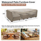 Mrrihand Heavy Duty Patio Furniture Covers, Outdoor Furniture Covers Waterproof Sectional Sofa Set , Patio Table And Chair Set Cover 78'L×62'W×30'H,Brown