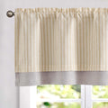 Jinchan Blackout Striped Valance Curtain Farmhouse Pinstripe Kitchen Window Valance For Living Room Bedroom 16 Inch Overlay Double Layer Window Valance Room Darkening 1 Panel Natural Beige