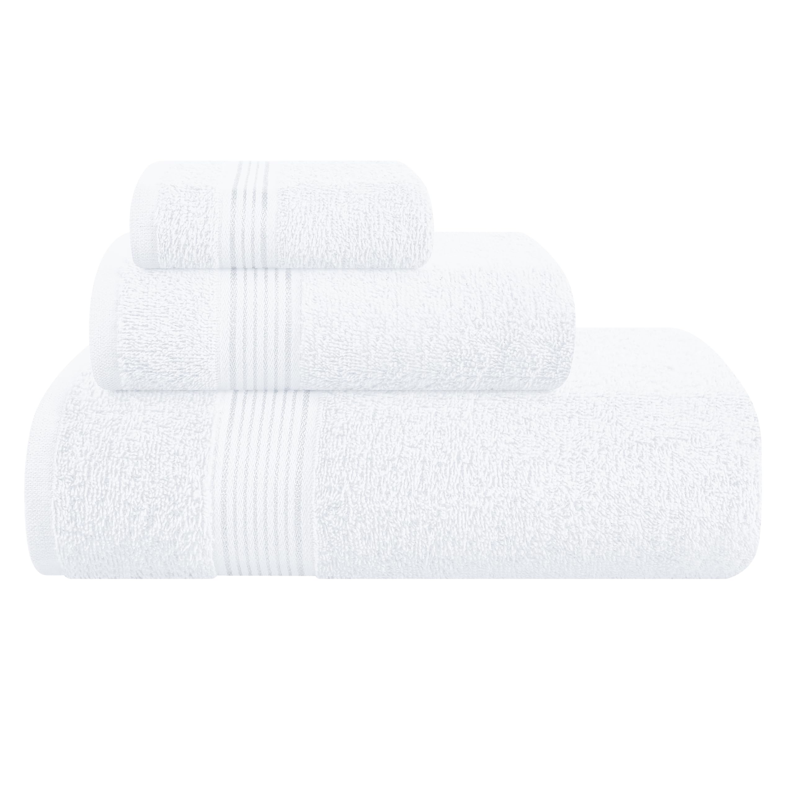 Belizzi Home Ultra Soft 3 Pack Cotton Towel Set, Contains a Bath Towel 28x55 inch, a Hand Towel 16x24 inch & a Wash Coth 12x12 i