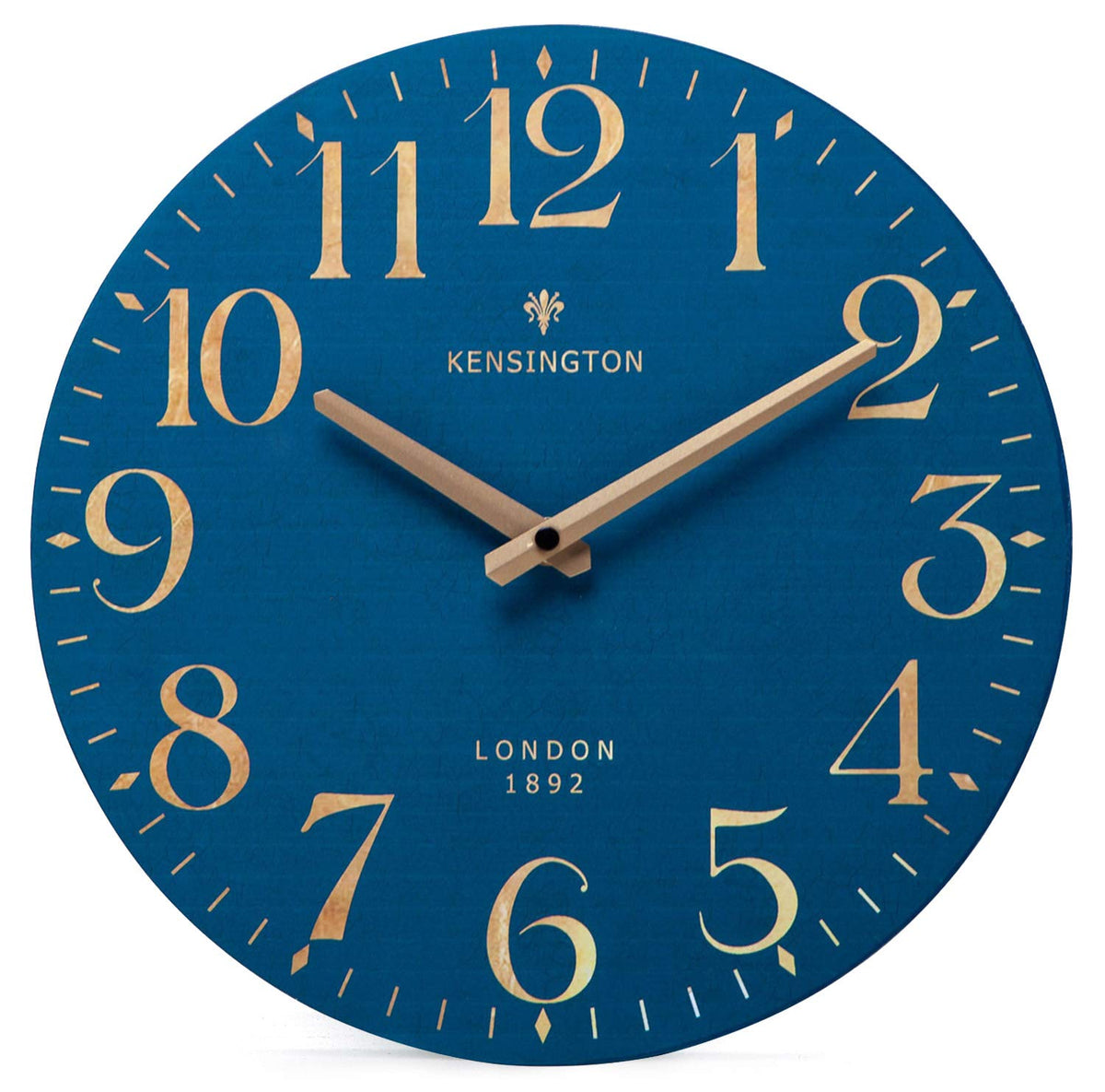 NIKKY HOME Navy Blue Wooden Wall Clock 12 Inch - Battery Operated Silent Non Ticking Clock Decor for Kitchen, Living Room, Bathr