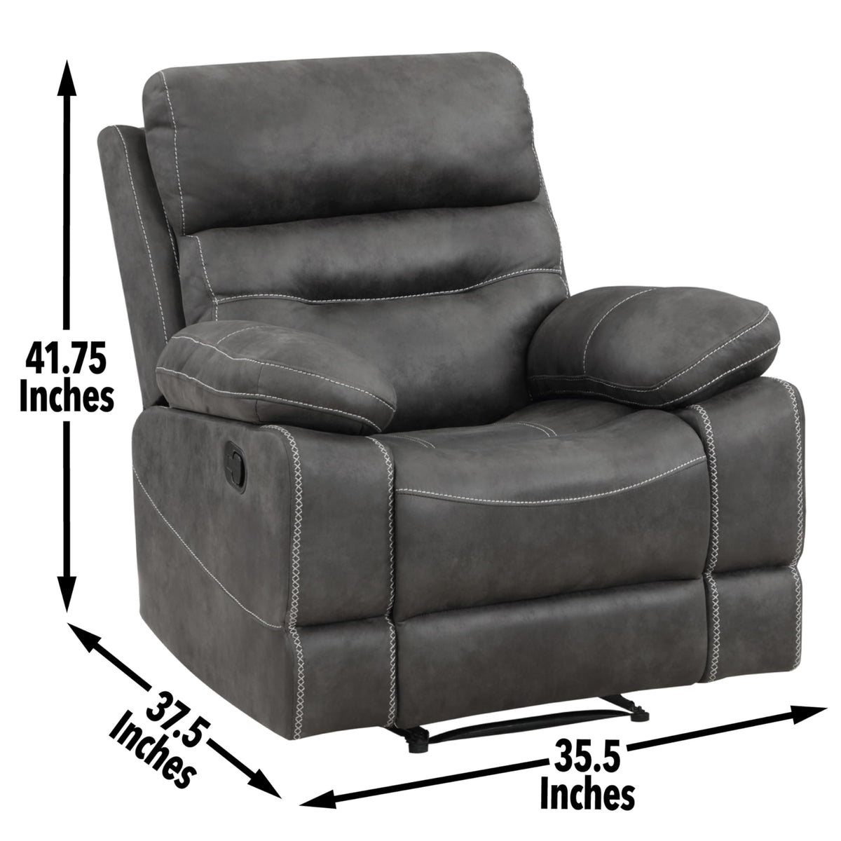 Steve Silver Co Rudger Manual Recliner, Living Room Furniture Chair, Home Office, Home Theater Seating, Chestnut Brown Microsuede Cover, 37.5" D x 35.5" W x 41.75" H, Brown