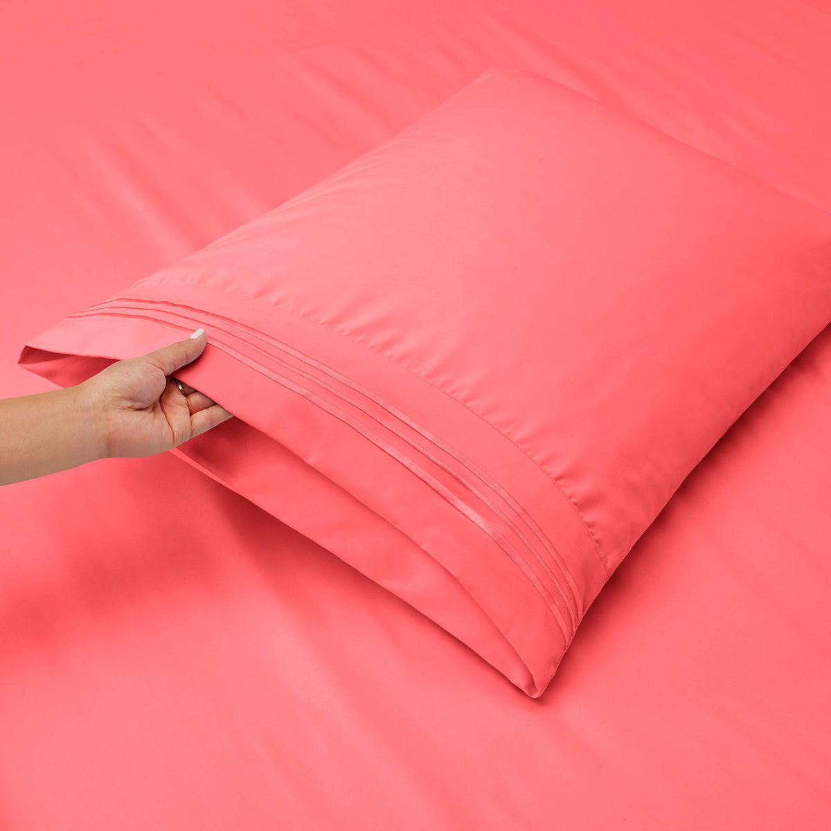 Clara Clark Twin Xl Sheets, 5 Piece Set - Hotel Luxury Sheets For Twin Xl Size Bed, Super Soft Bedding Sheets & Pillowcases, Twin Xl Size Sheets, Coral Pink
