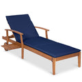 Best Choice Products 79x26in Acacia Wood Chaise Lounge Chair Recliner, Outdoor Furniture for Patio, Poolside w/Slide-Out Side Ta