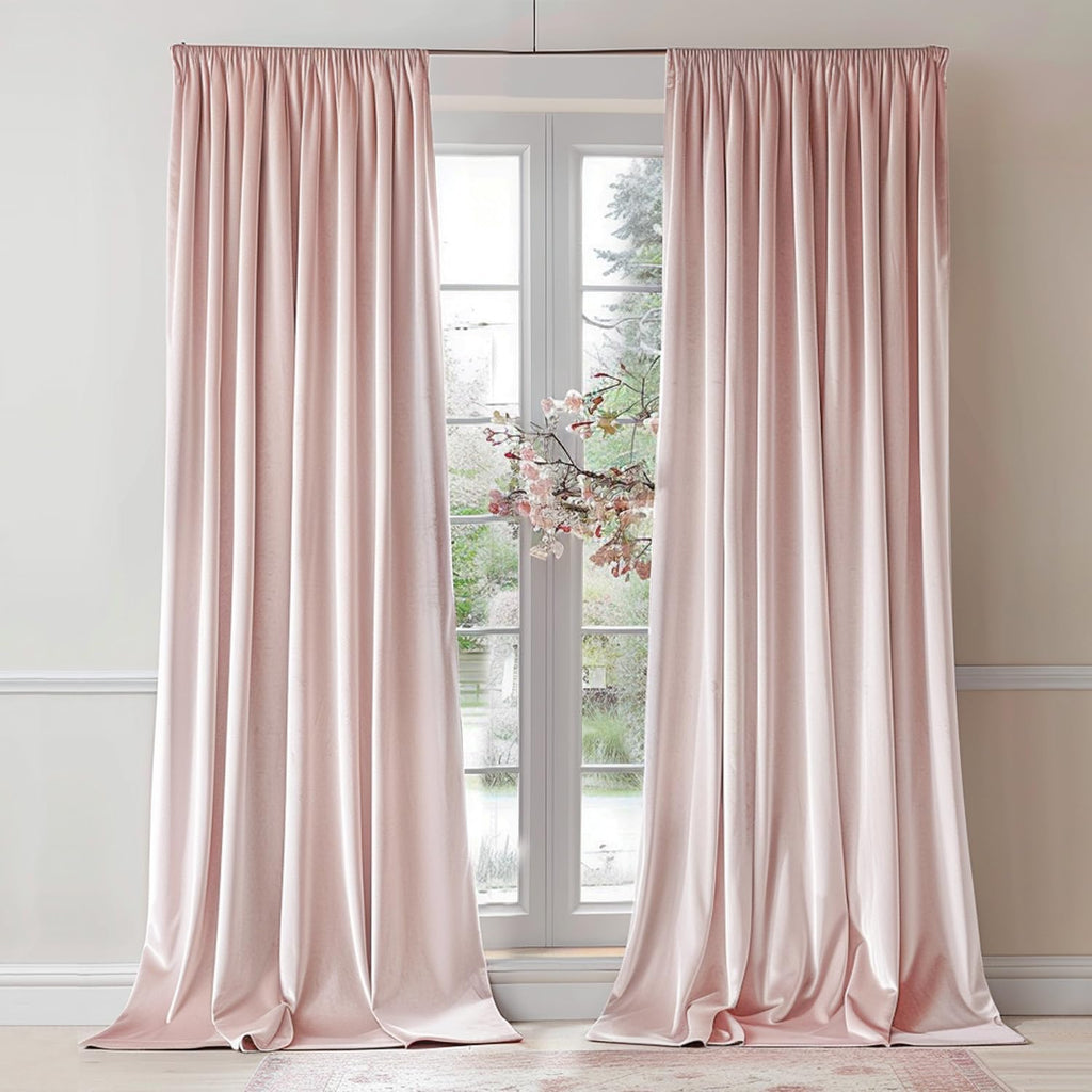 Lazzzy Pink Velvet Curtains Room Darkening Thermal Insulated Curtains 108 Inch Long Window Drapes For Bedroom Living Room Super Soft Luxury Rod Pocket Window Treatment, 2 Panels