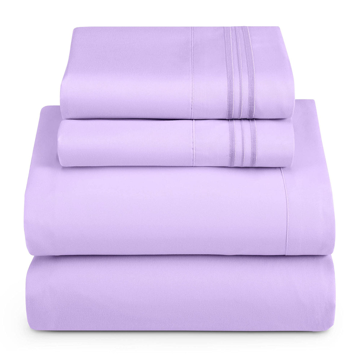 Hearth & Harbor Cal King Size Sheets - 4 Piece Bed Sheet Set, Hotel Luxury Double Brushed Bed Sheets - Extra Soft Bedding Sheets & Pillowcases, California King, Lavender