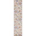 Nourison Aloha Indoor/Outdoor Ivory Blue 2' X 6' Area Rug, Easy Cleaning, Non Shedding, Bed Room, Living Room, Dining Room, Back