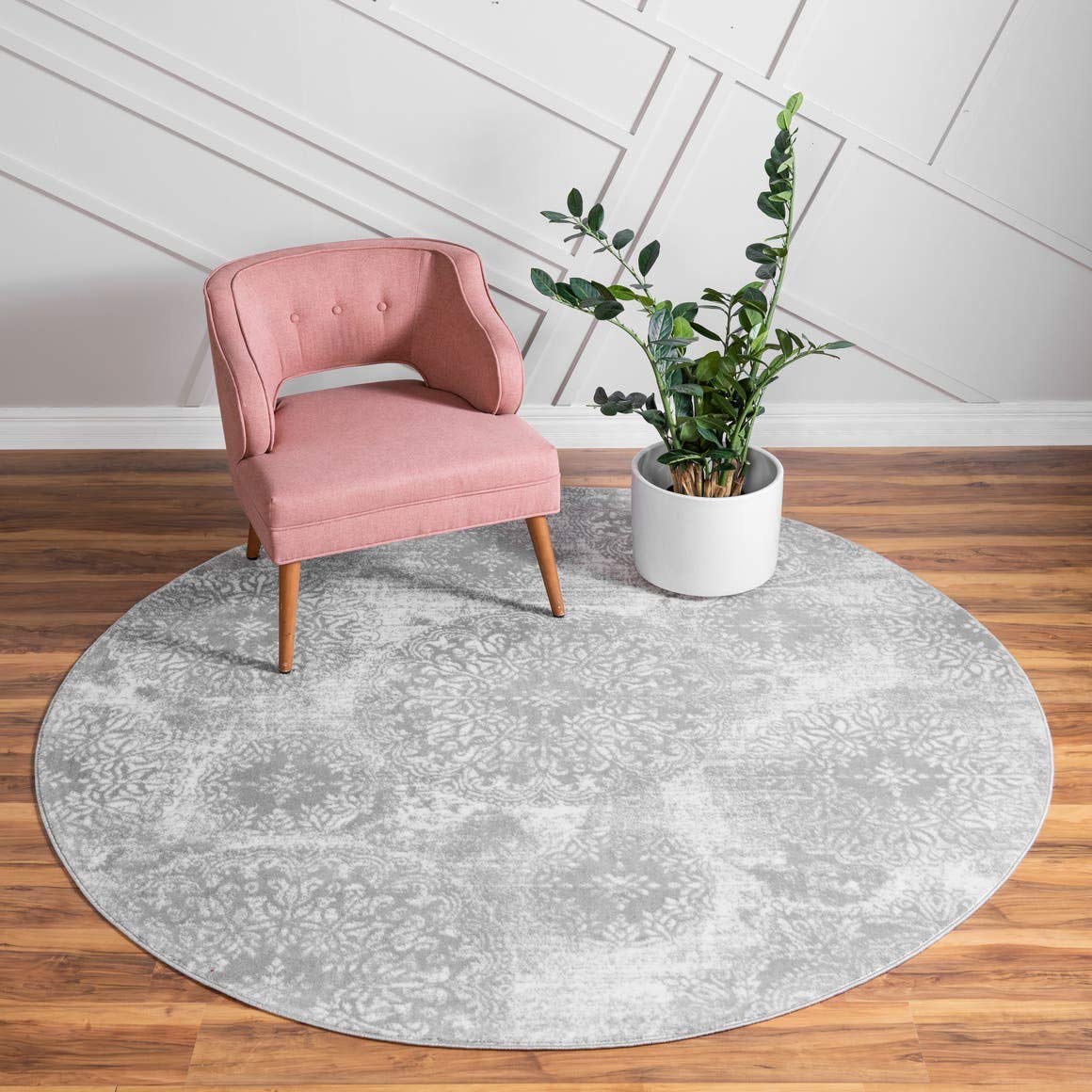 Unique Loom Sofia Collection Area Rug - Grand (7 1 Round, Light Gray/ Ivory)