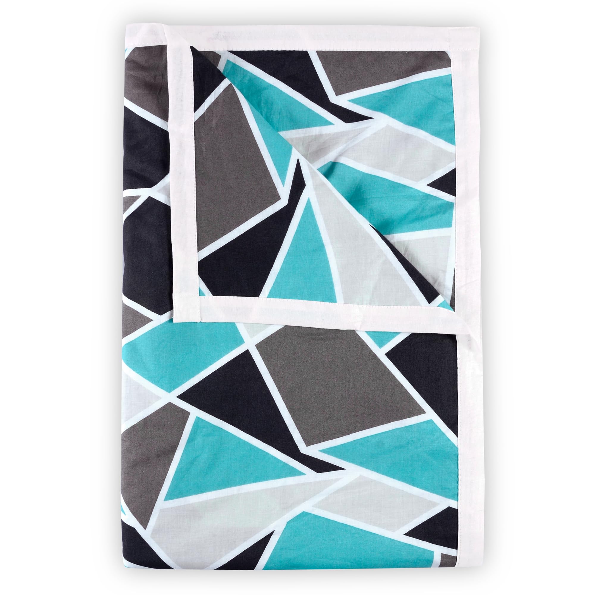 Divine Casa 100% Cotton 144 Tc Reversible Geometric Printed Double Bed Ac Dohar Blanket For Mild Winter (Crystal Teal, 220 Cm X 