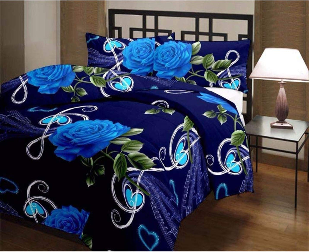 HANUMANT Poly Cotton Flower Printed Reversible Single Bed Comforter Dohar/Blanket/Quilt (Multicolour) (Dark Blue Gitar, Single B